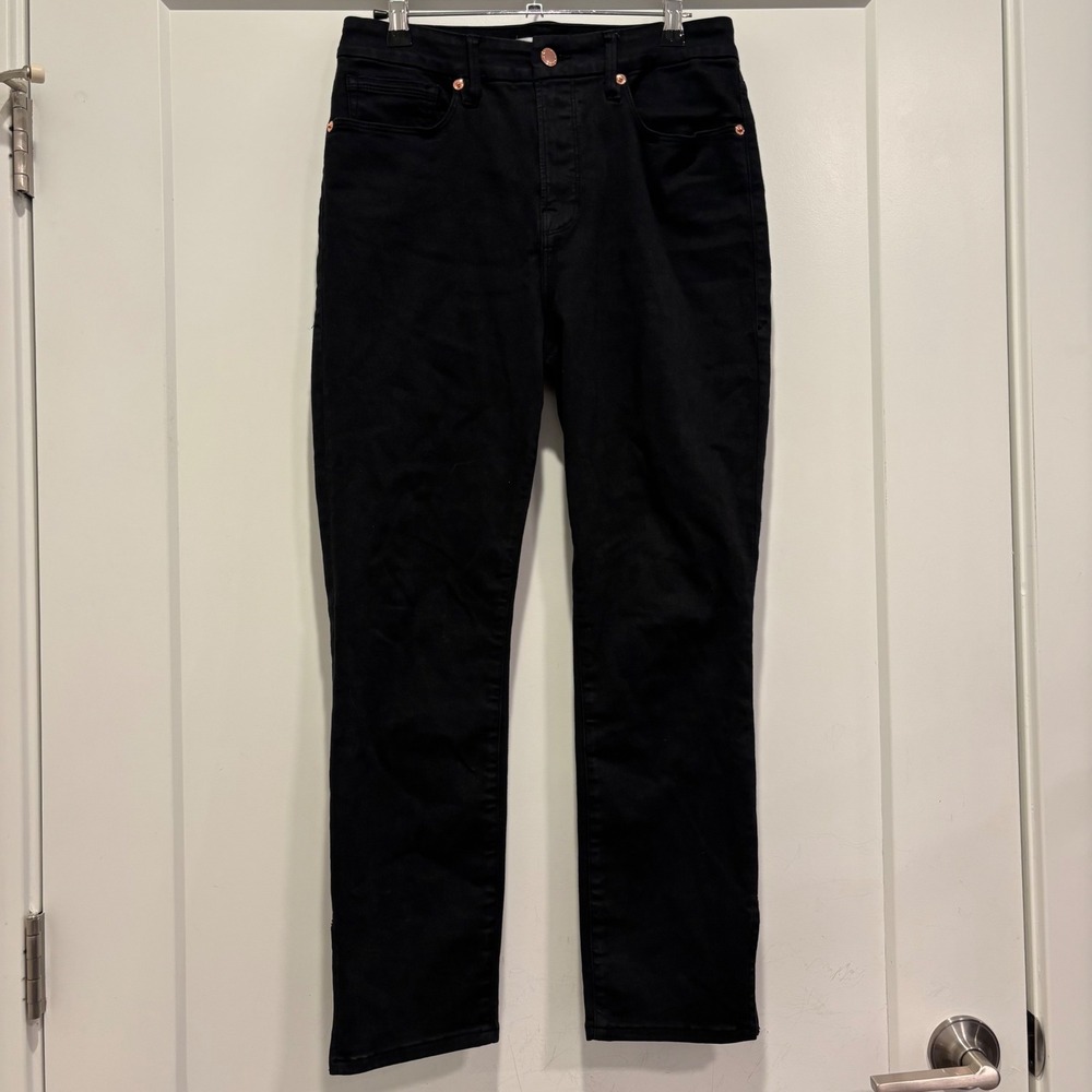 Good American Mens Good Waist Crop Black High Rise Slim Jeans Size 8/29